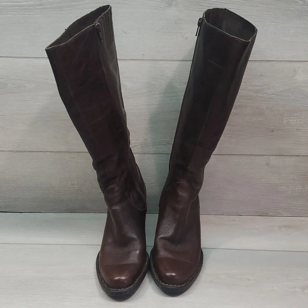 Born Women Leather Tall Heels Boots shoes s 6 - Picture 3 of 13